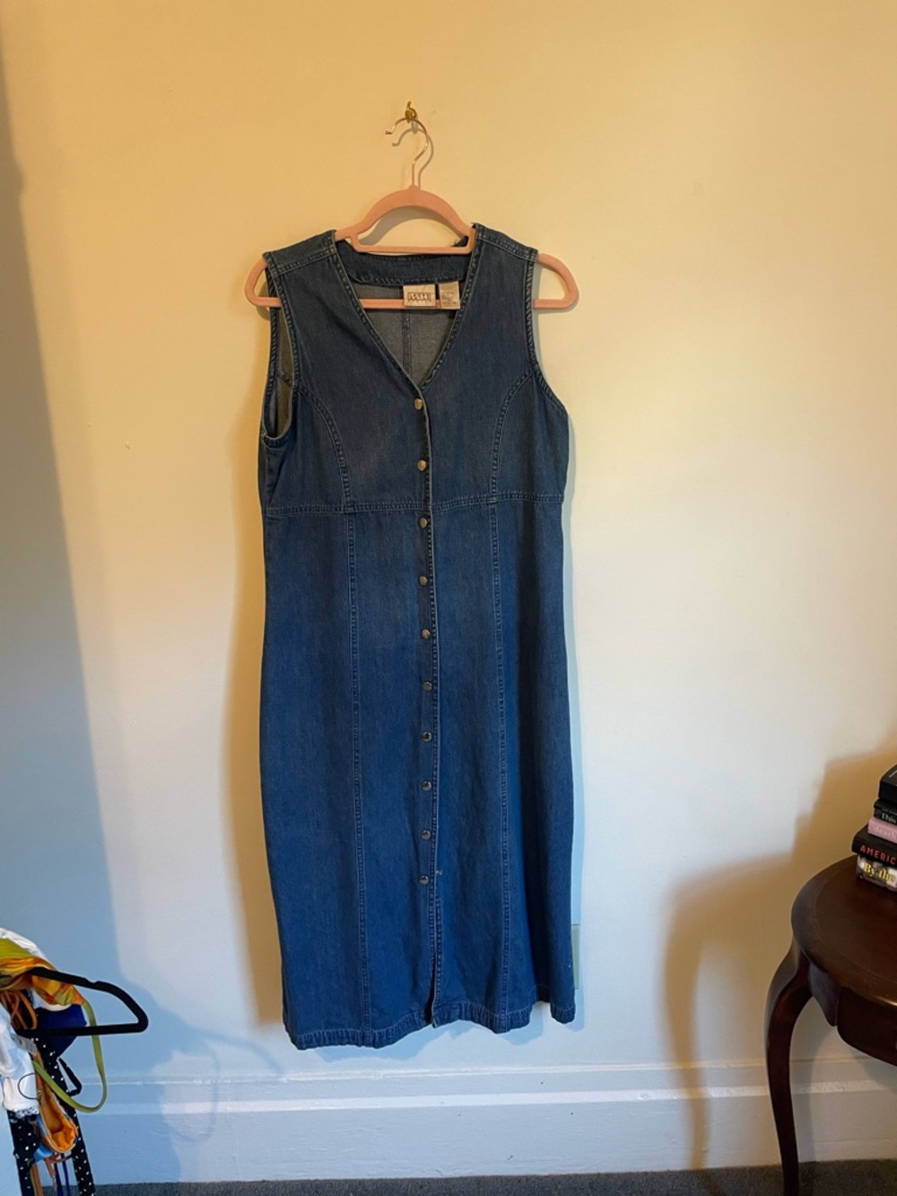 Aura Sleeveless Button-Front Denim Midi Dress - Blue